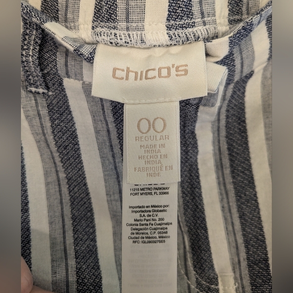 Chicos Striped Pants 100% Cotton Size 00 - Picture 3 of 3